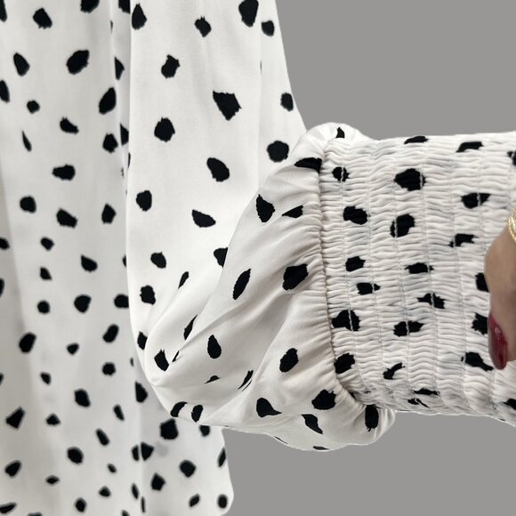 Jones & Co. Jones New York Polka Dot Blouse, Size L Feminine & Classic Preppy - Picture 3 of 10